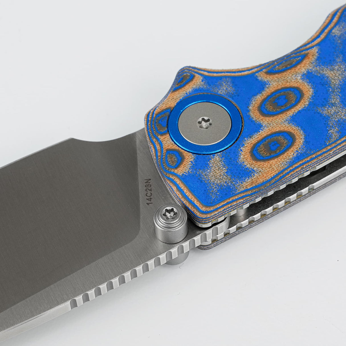 Porcupine Thumb Stud | Blue Ocean Micarta + Satin 14C28N - A2614