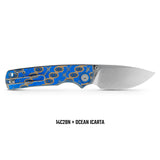 Porcupine Thumb Stud | Blue Ocean Micarta + Satin 14C28N - A2614