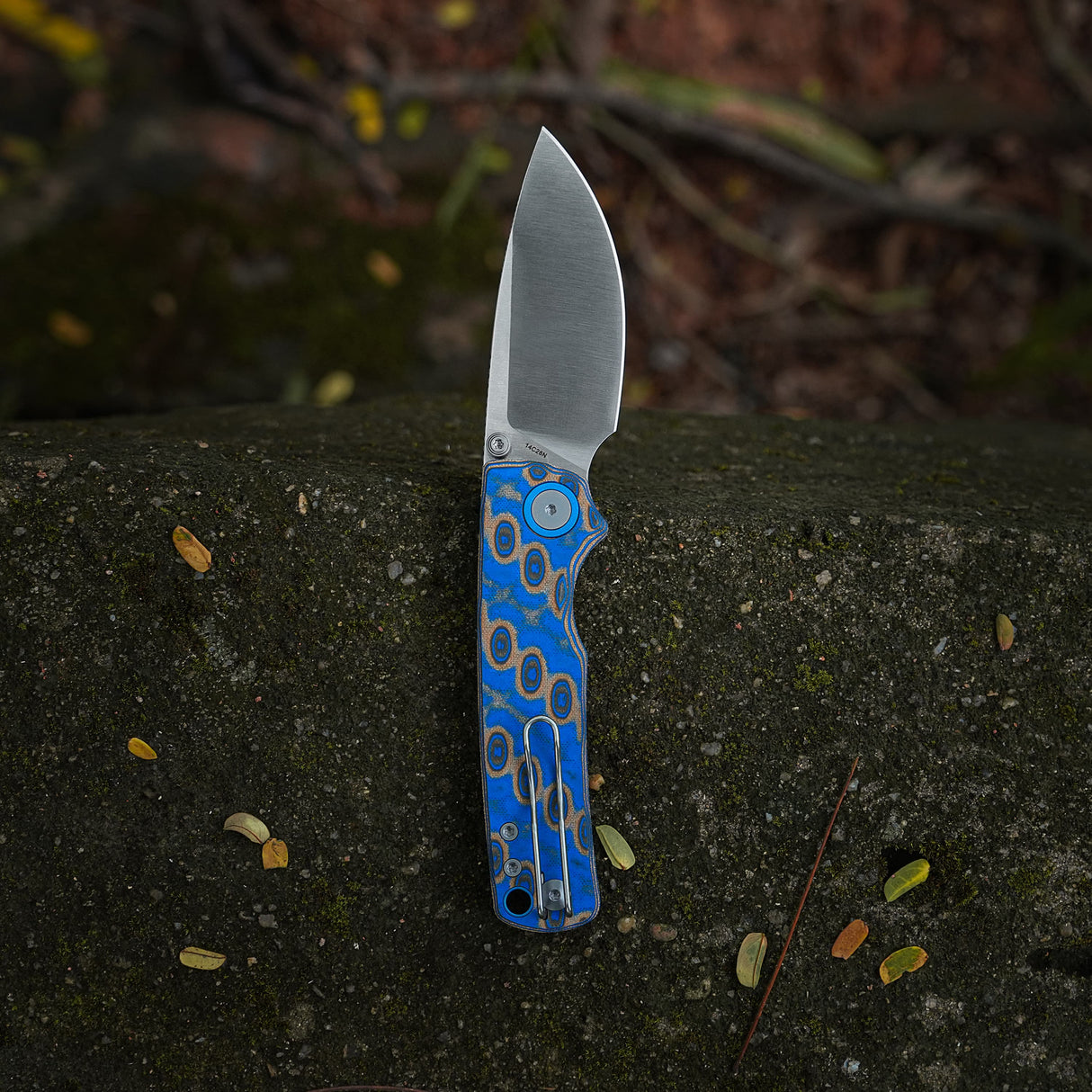 Porcupine Thumb Stud | Blue Ocean Micarta + Satin 14C28N - A2614