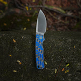 Porcupine Thumb Stud | Blue Ocean Micarta + Satin 14C28N - A2614