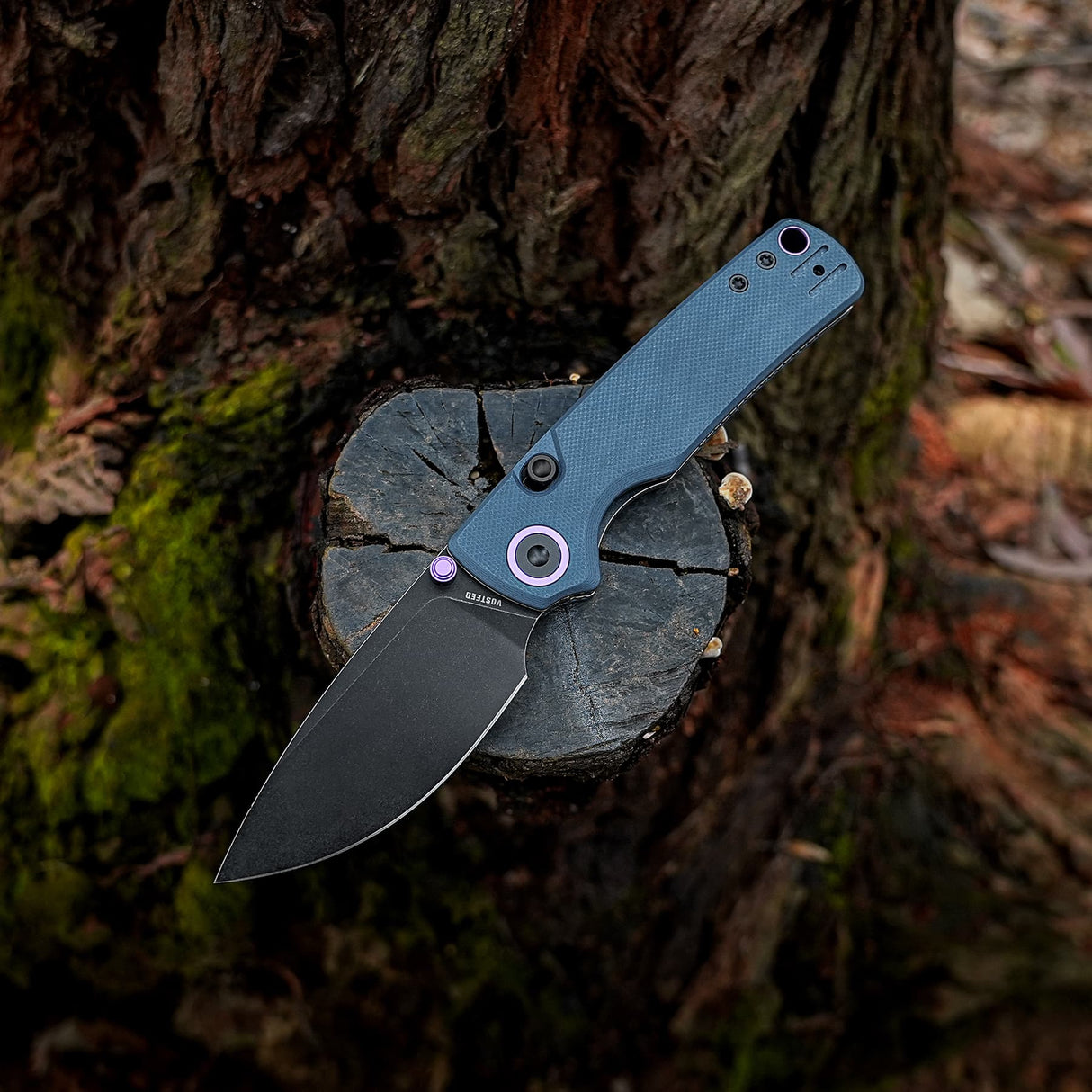 Porcupine Thumb Stud | Blue G10 + Blackwash 14C28N - A2627