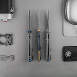 Porcupine TiSlim | Blue Ti + Stonewash 154CM - A4803