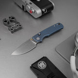 Porcupine TiSlim | Blue Ti + Stonewash 154CM - A4803