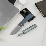 Porcupine TiSlim | Blue Ti + Stonewash 154CM - A4803