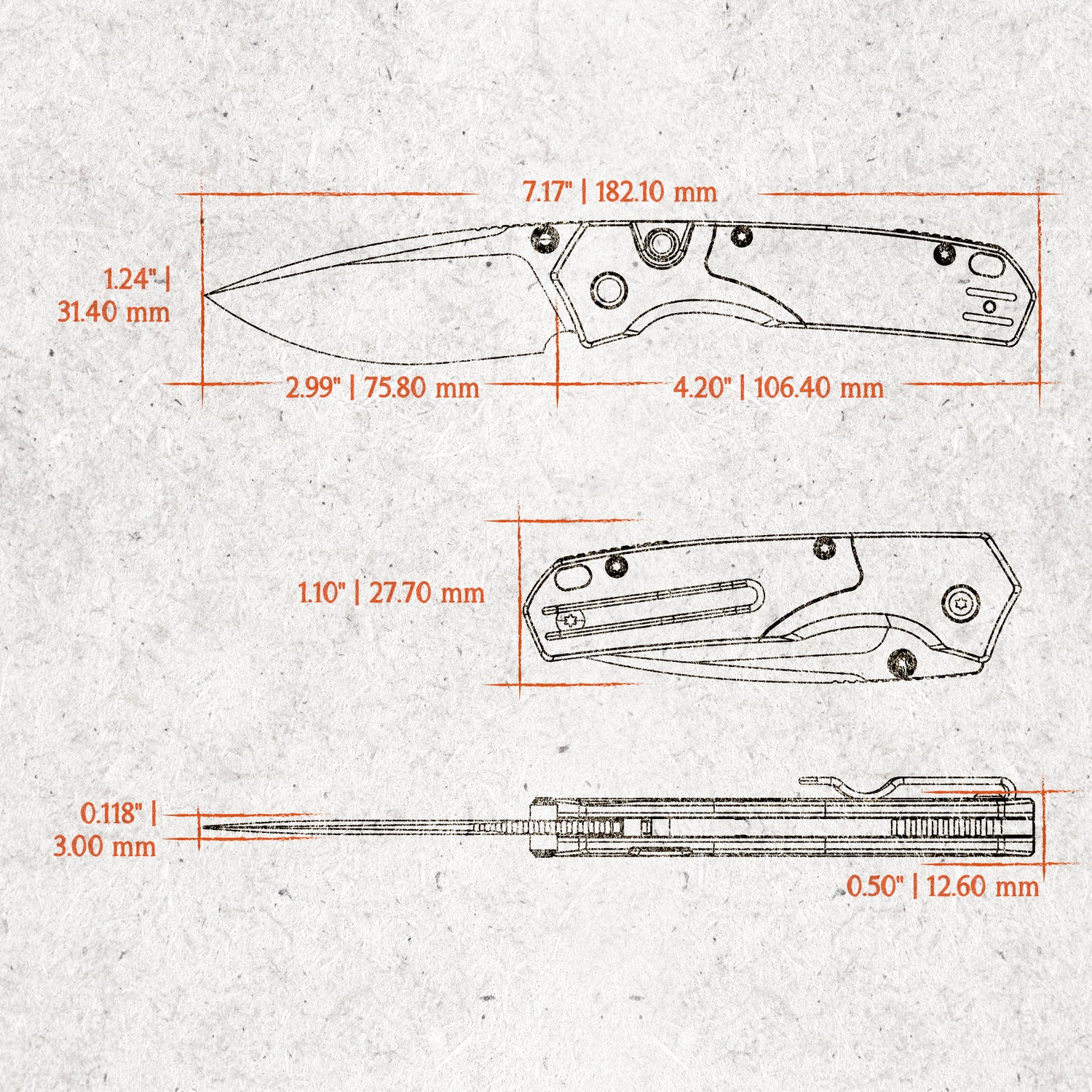 Psyop 299 | Brown GID Micarta™ Ti Bolster + Satin S35VN - A2238