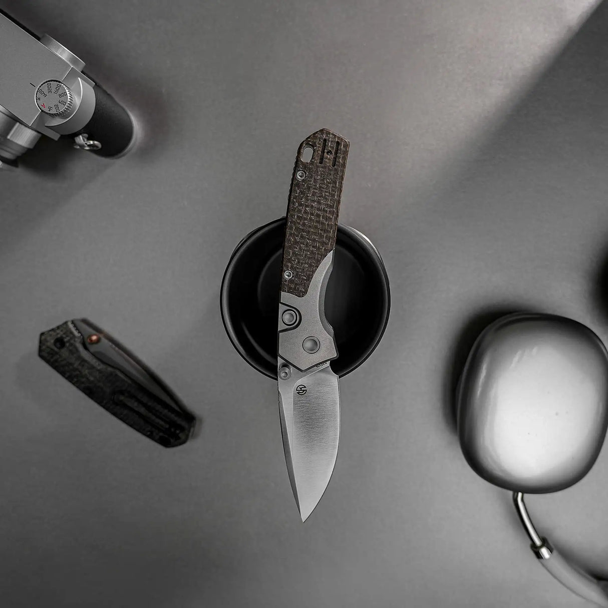 Psyop 299 | Brown GID Micarta™ Ti Bolster + Satin S35VN - A2238