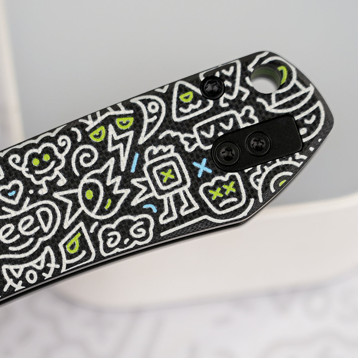 Raccoon 2.0 - Top Liner Lock | Doodle Monster™ Black G10 + Blackwash 14C28N - A2934