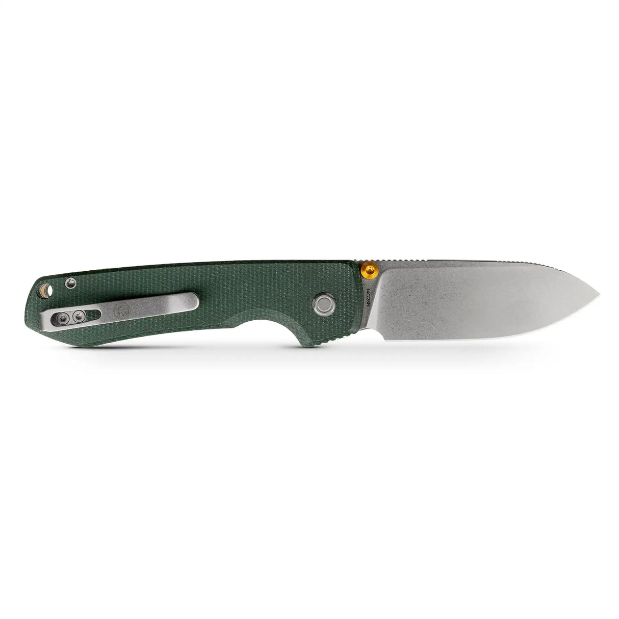 Raccoon 2.0 - Top Liner Lock | Green Micarta + 14C28N Drop Point - A2904