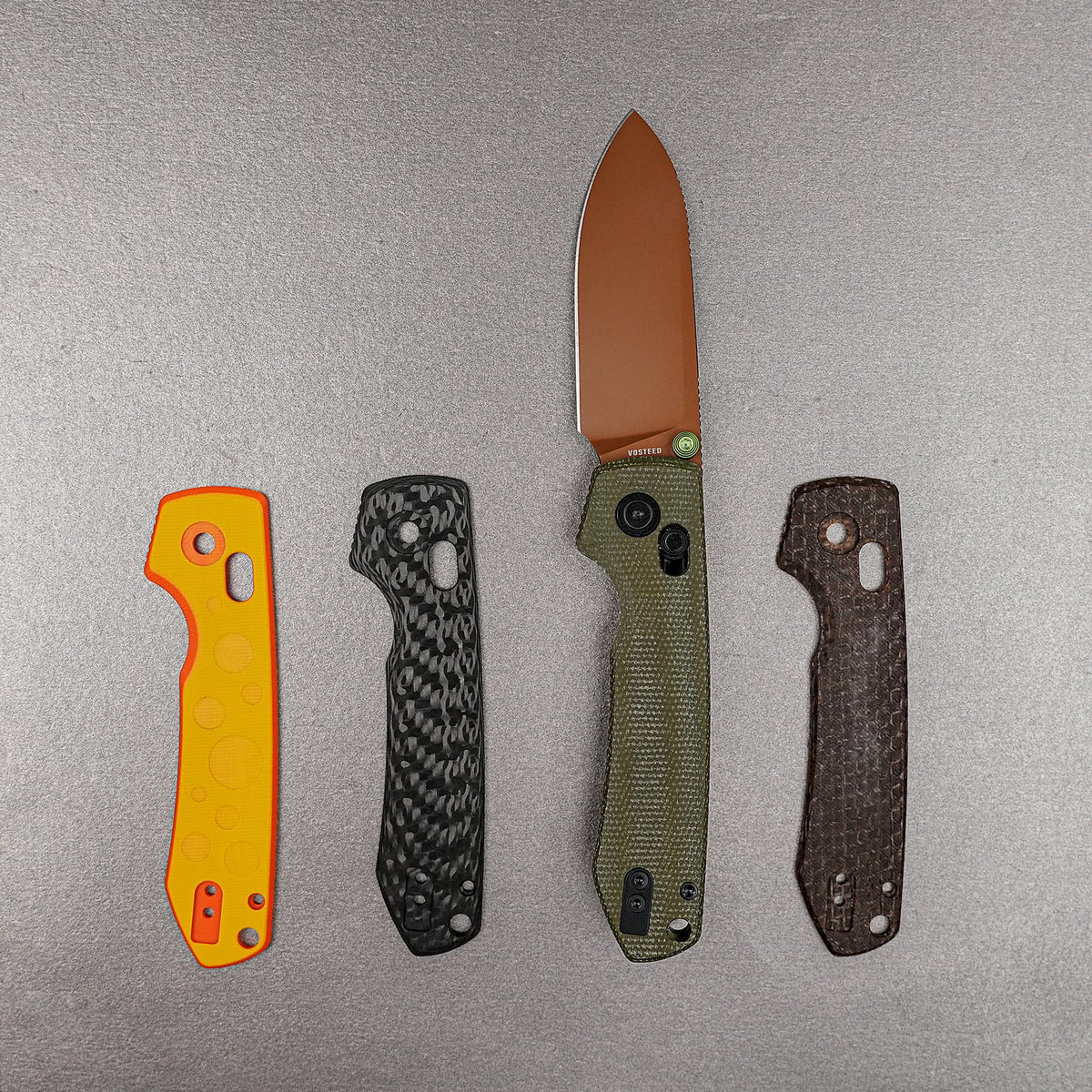 Raccoon Crossbar 2.0 ModSwap™ | Green Micarta + Copper Dune Nitro-V - A4905