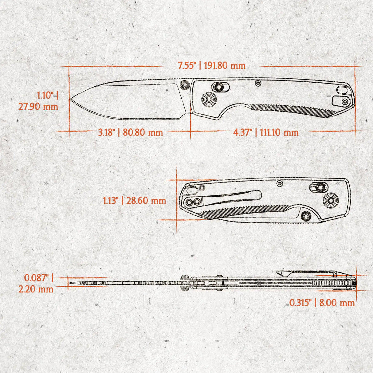 Raccoon TiSlim™ | Dark Red/Purple Ti + Copper Dune 154CM