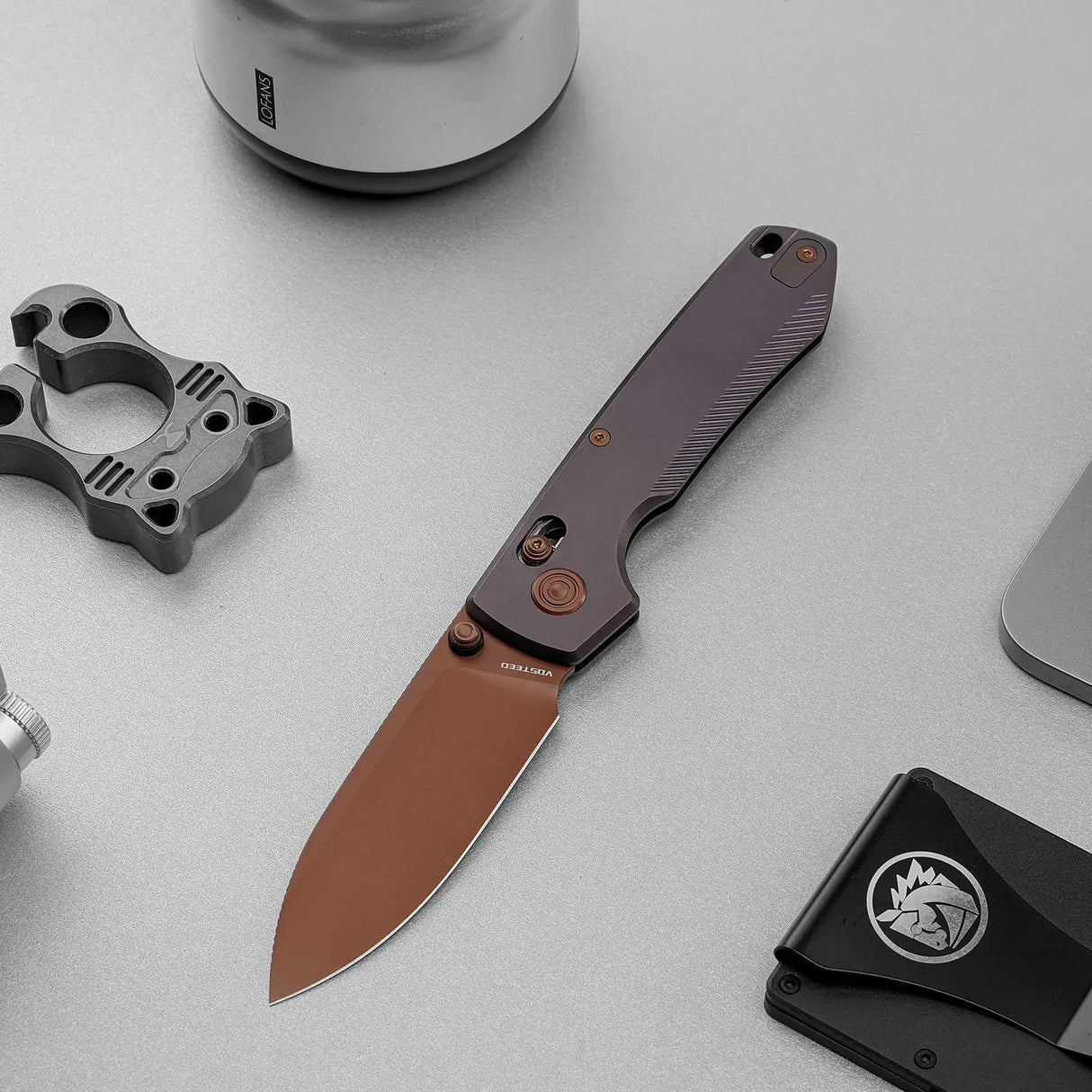 Raccoon TiSlim™ | Dark Red/Purple Ti + Copper Dune 154CM