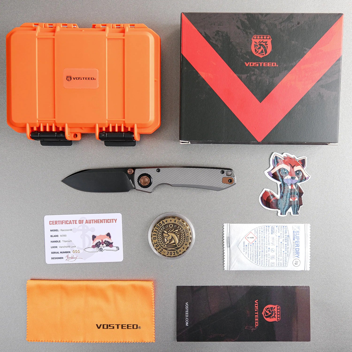 Raccoon V | Grey Titanium + Blackwashed Blade