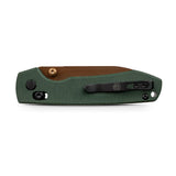 Raccoon - Crossbar Lock | Green Micarta + 14C28N Drop Point - A0540