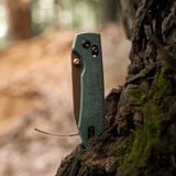 Raccoon - Crossbar Lock | Green Micarta + 14C28N Drop Point - A0540