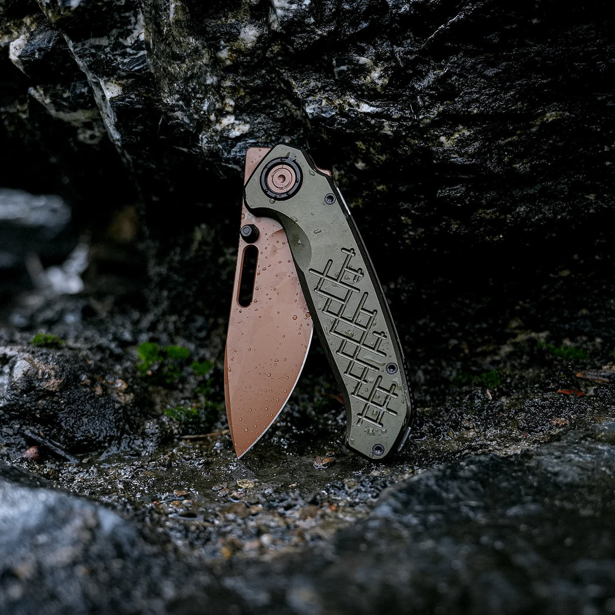 Zander - Vanchor Lock® | Olive Green Aluminium + Coper Dune S35VN - A4604
