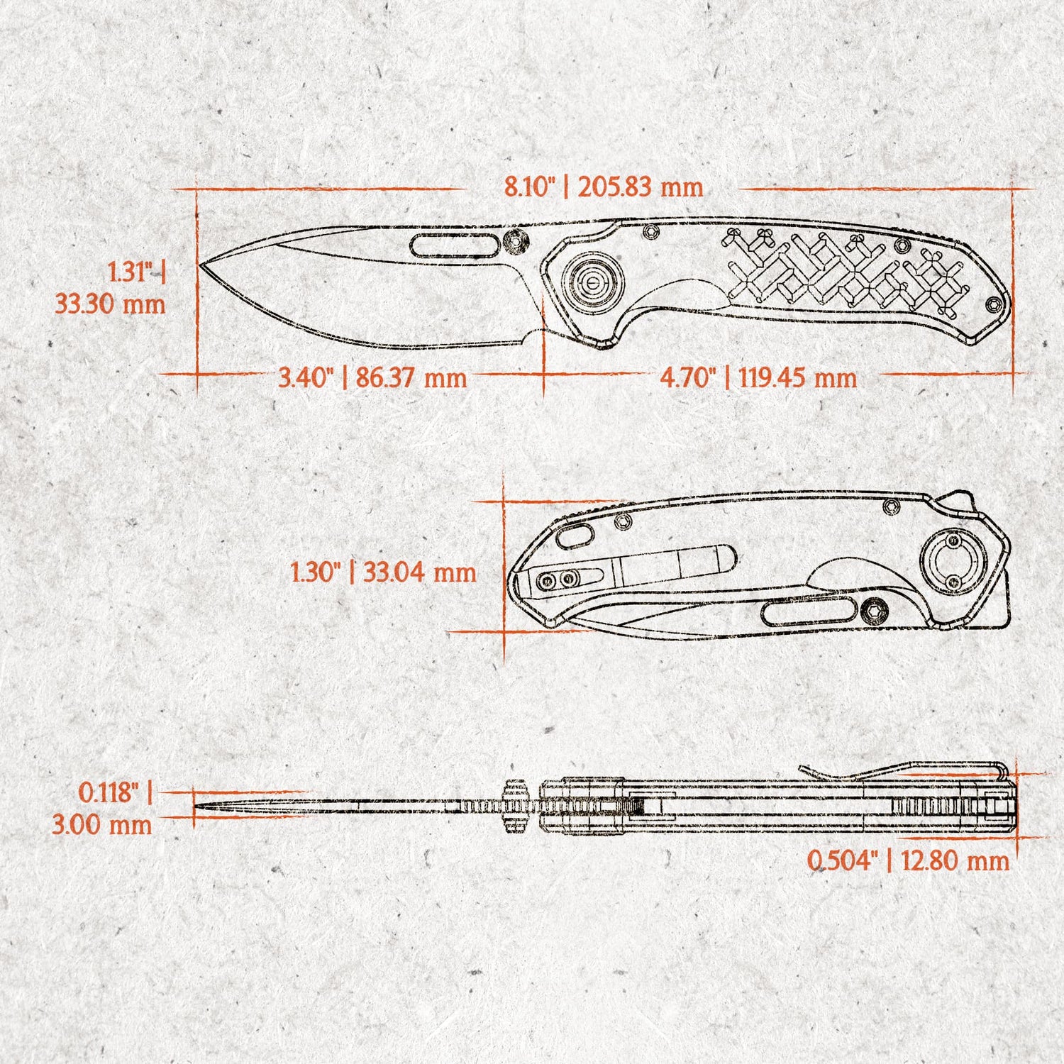 Zander - Vanchor Lock® | Orange Aluminium + Blackwash S35VN - A4606
