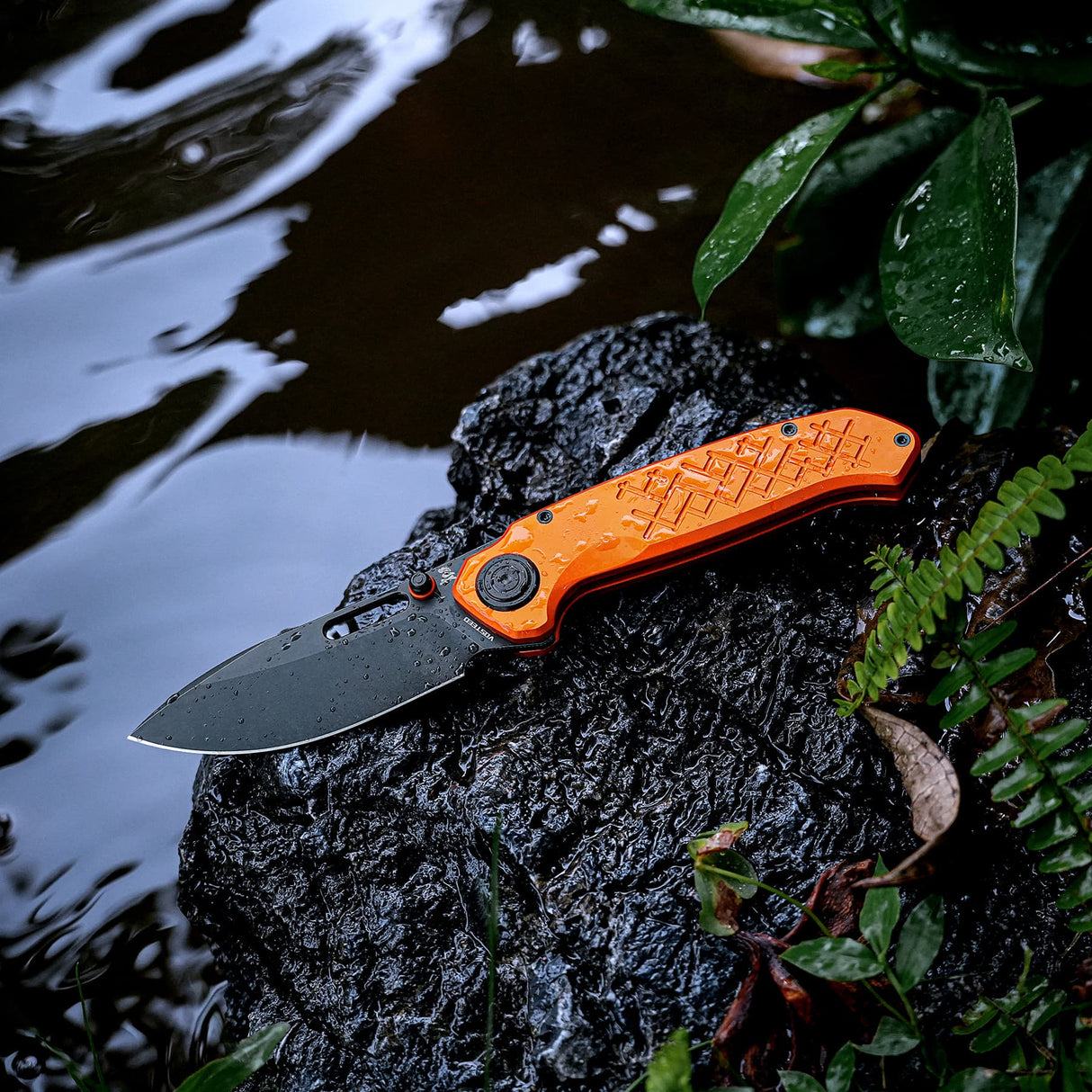 Zander - Vanchor Lock® | Orange Aluminium + Blackwash S35VN - A4606