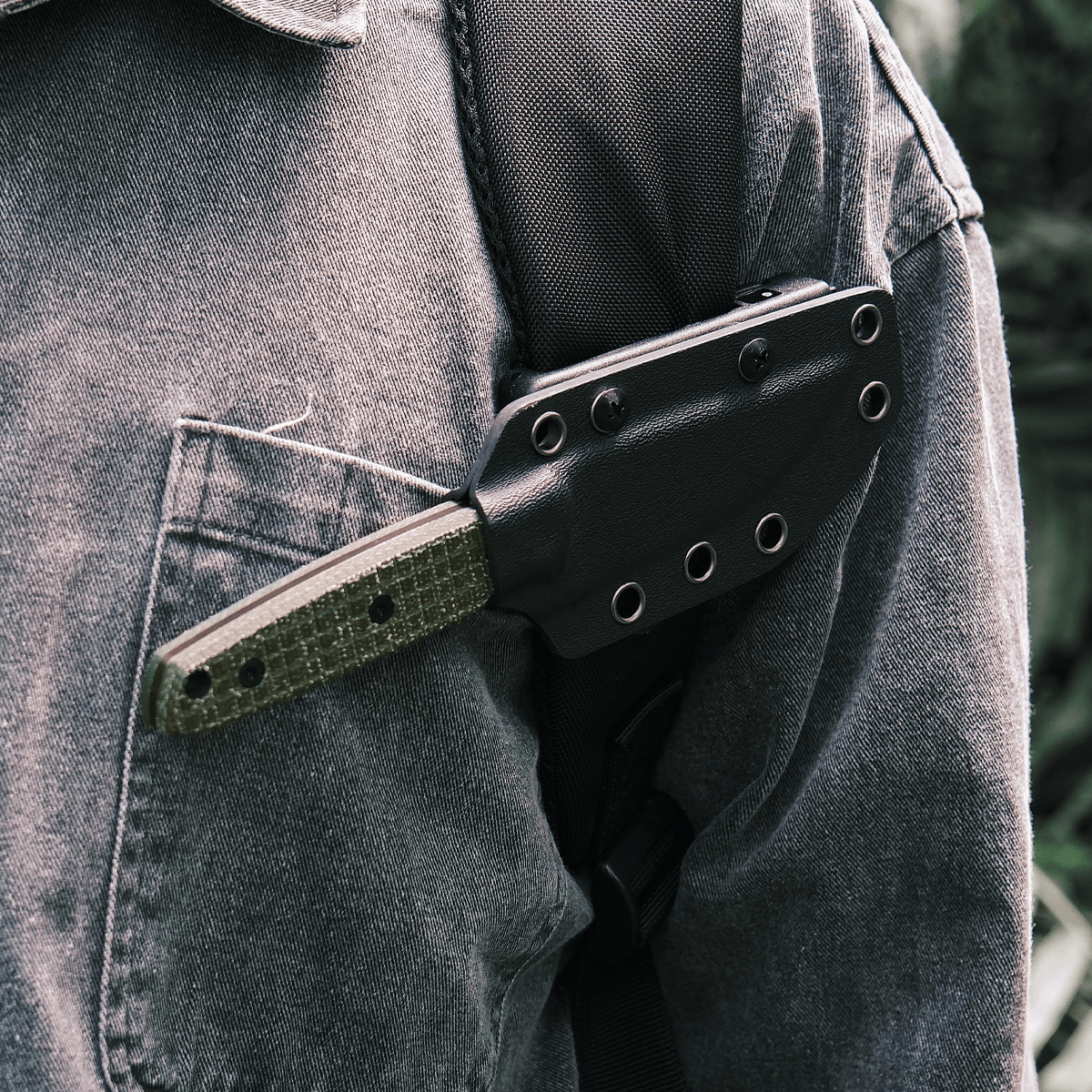 Mink - Fixed Blade | Green Micarta + Blackwashed Nitro-V - D0102